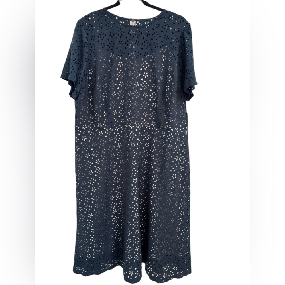 Maggy London Elegant Navy Eyelet Dress New!!